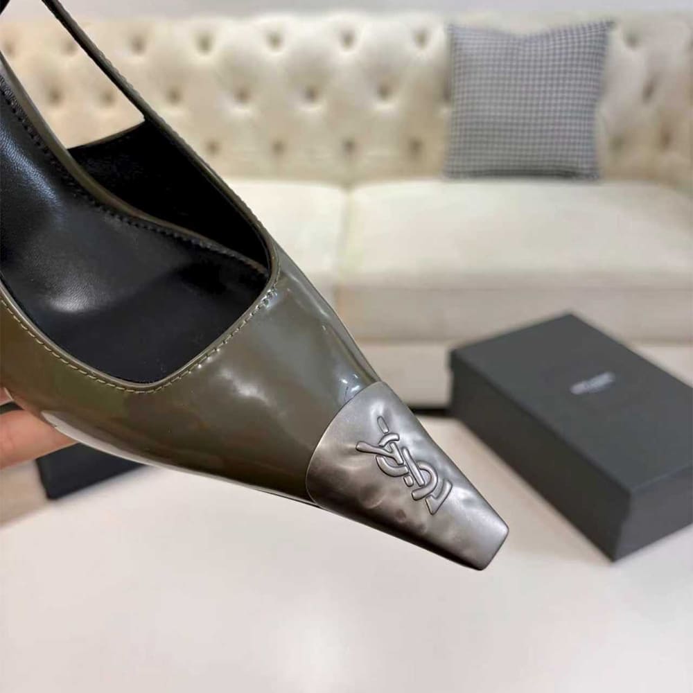 Y51 JEANNE slingback pumps in glazed leather
