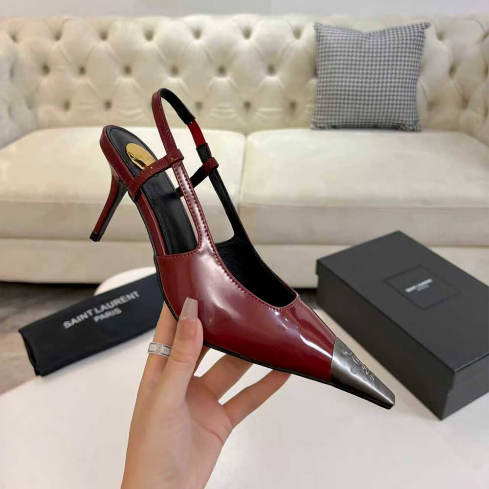 Y51 JEANNE slingback pumps in glazed leather