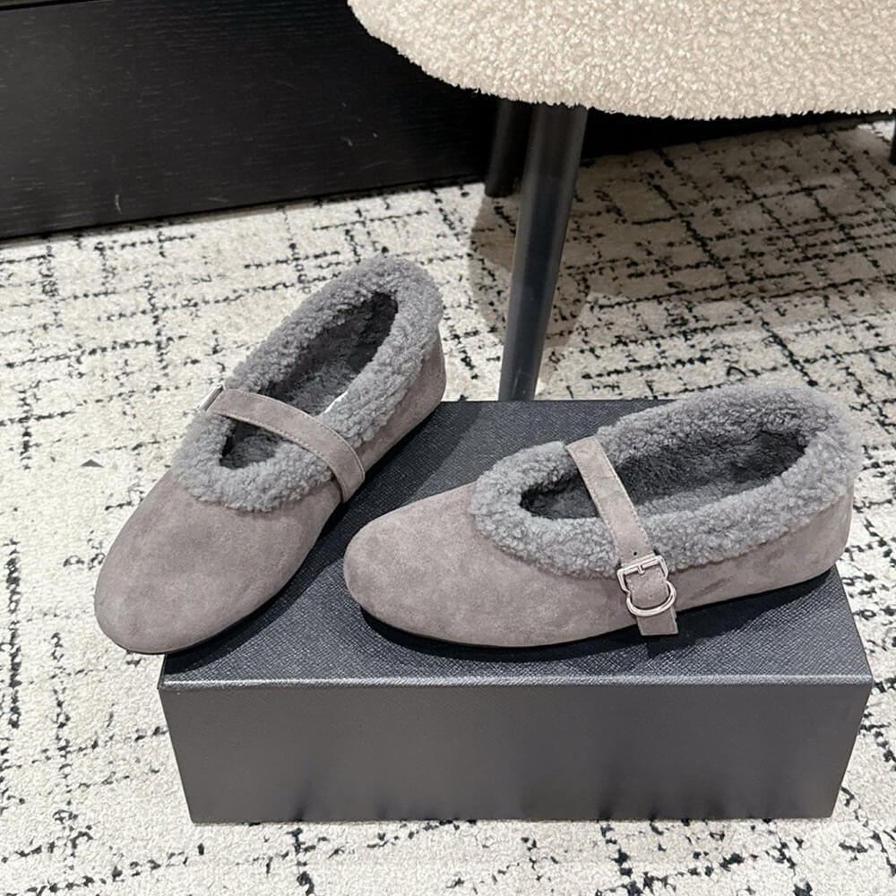ALAIA Shearling Ballet Flats