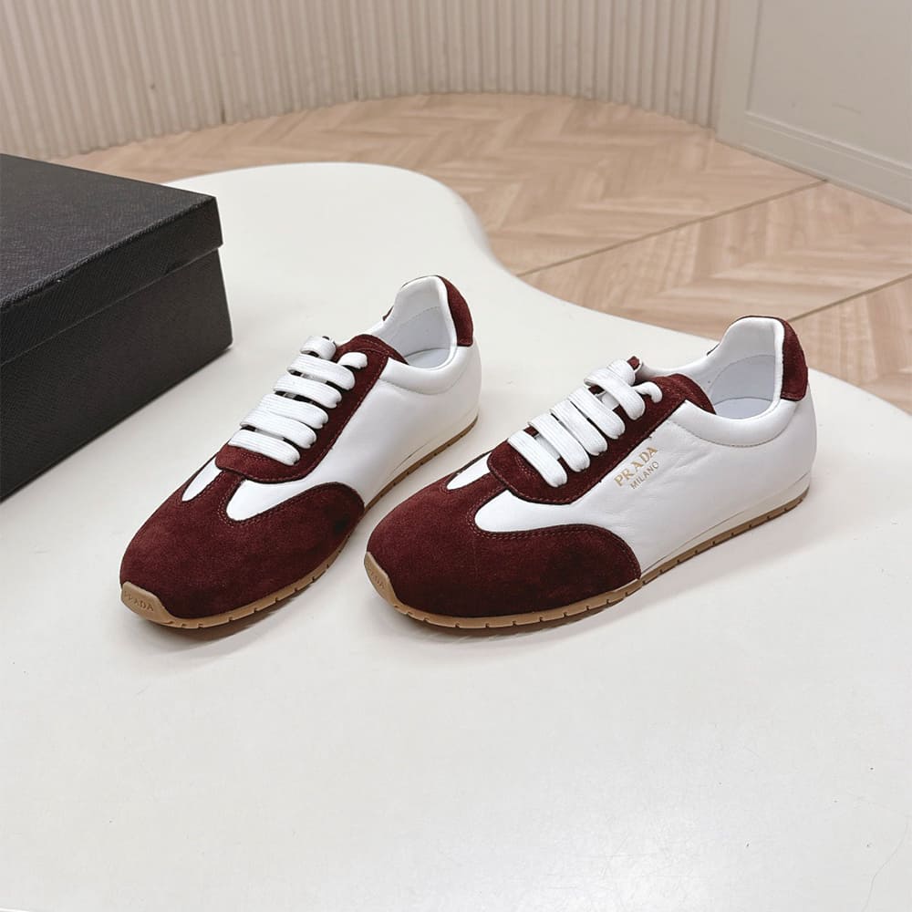 Pra*a Nappa leather and suede sneakers