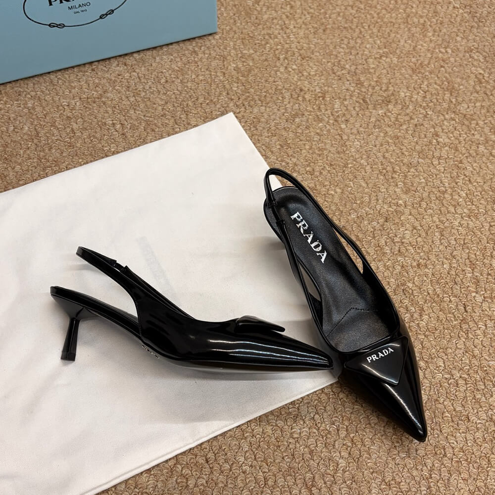 Pra*a Patent leather slingback pumps