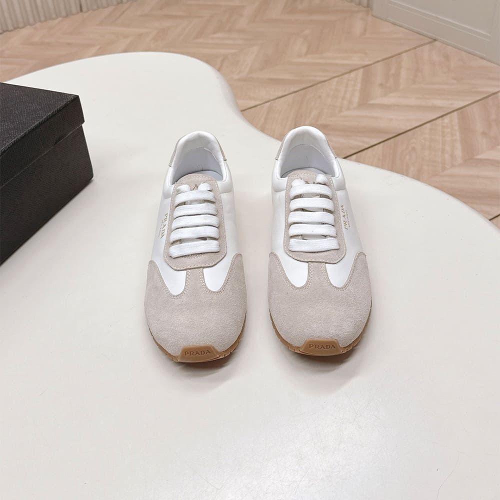 Pra*a Nappa leather and suede sneakers