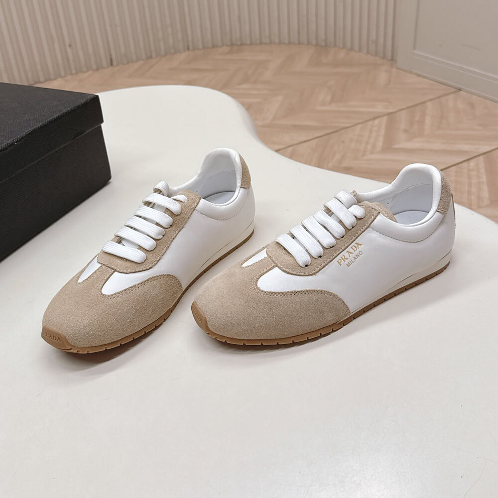 Pra*a Nappa leather and suede sneakers