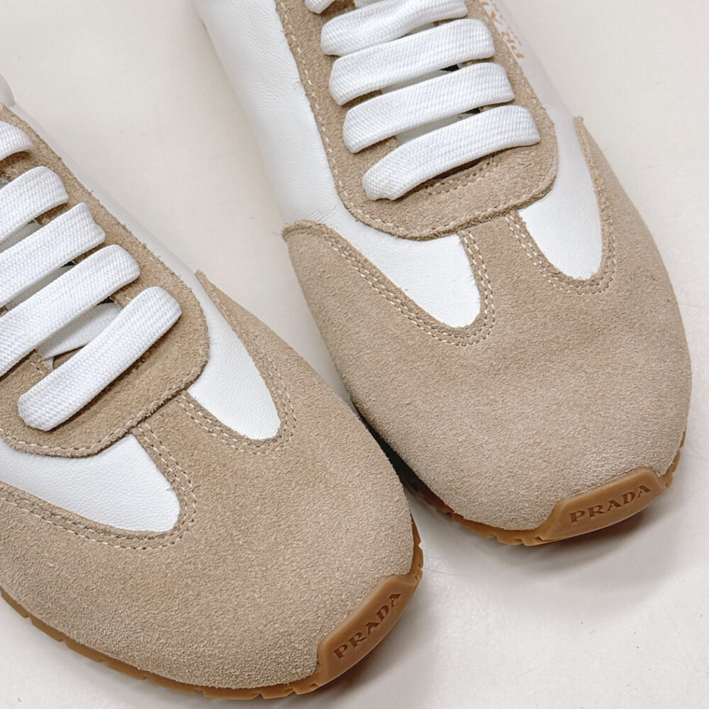 Pra*a Nappa leather and suede sneakers