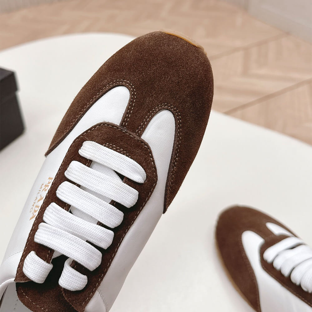 Pra*a Nappa leather and suede sneakers