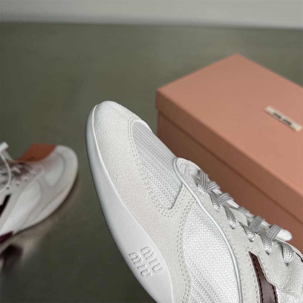 M1um1u Gymnasium technical fabric and suede sneakers