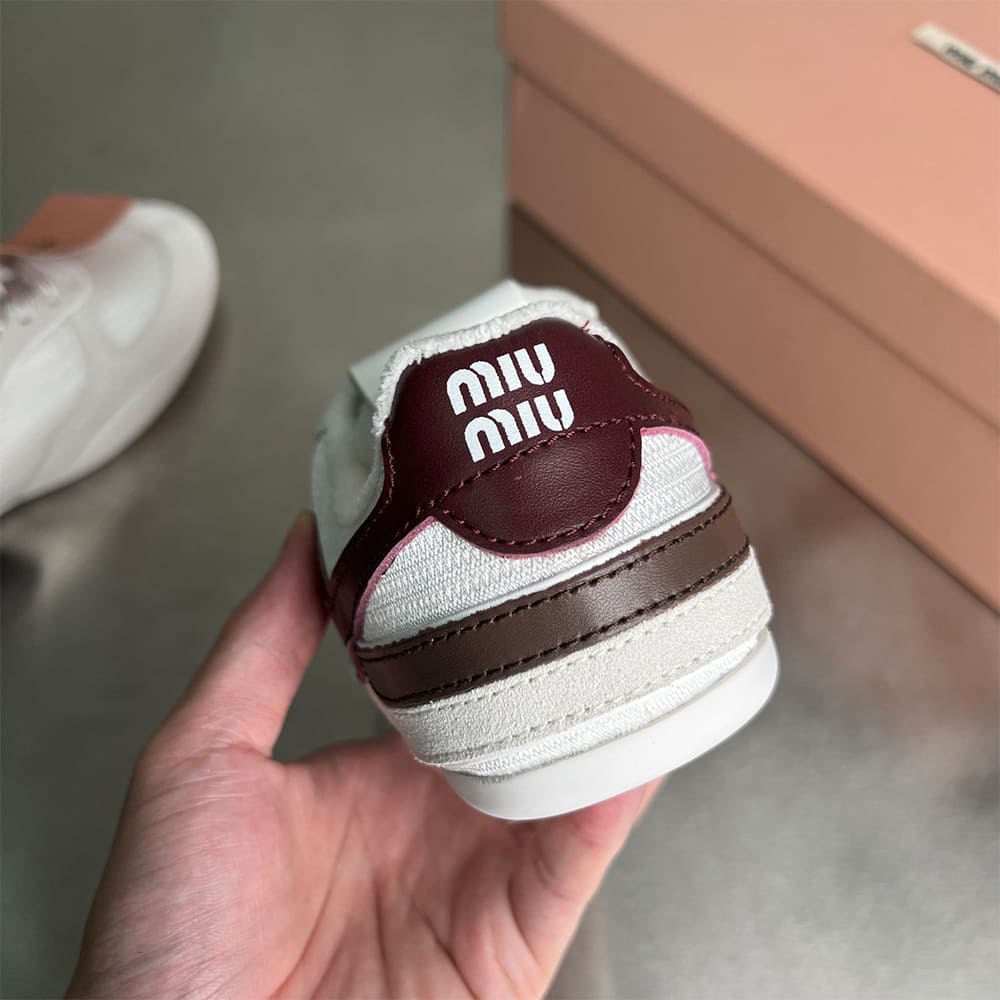 M1um1u Gymnasium technical fabric and suede sneakers