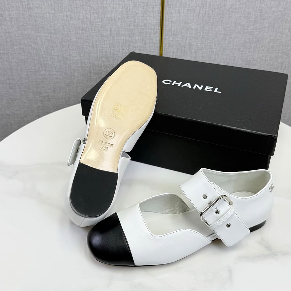 Ch**el Mary Janes in Shiny Lambskin