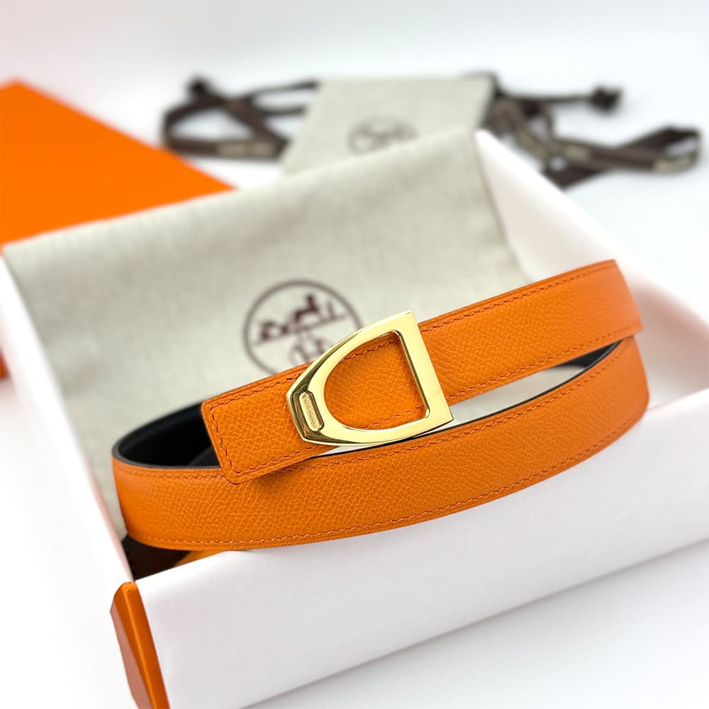 H**me5 Cavaliere belt buckle & Reversible leather strap 24 mm