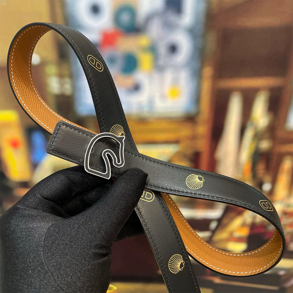 H**me5 Tonnerre Laquée belt buckle & H**me5 sur Mer reversible leather strap, 24 mm