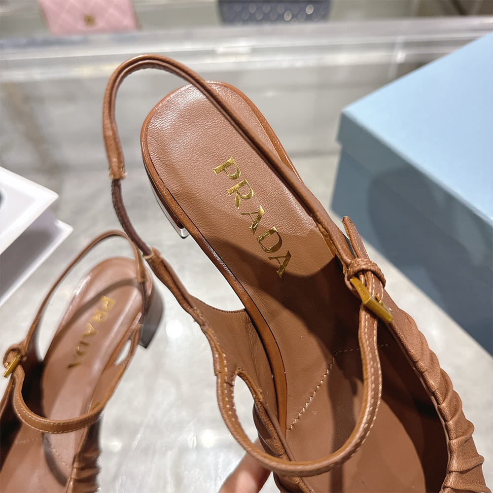 Pra*a Ruched Toe Mary Jane Leather Pumps (EU SIZE 35-41)