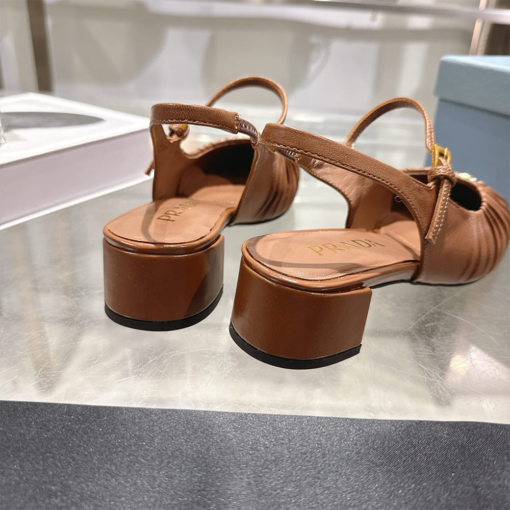 Pra*a Ruched Toe Mary Jane Leather Pumps (EU SIZE 35-41)