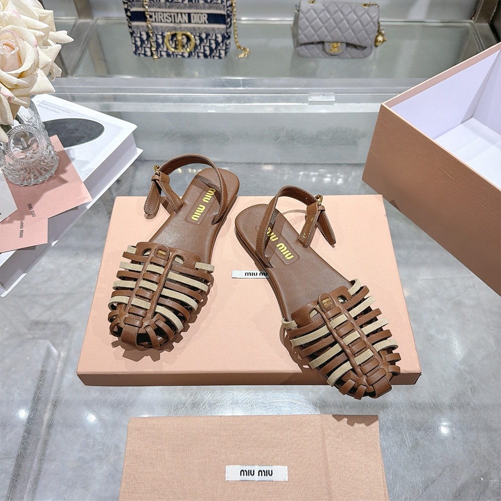 M1um1u Nappa and suede leather sandals (EU SIZE 35-40)
