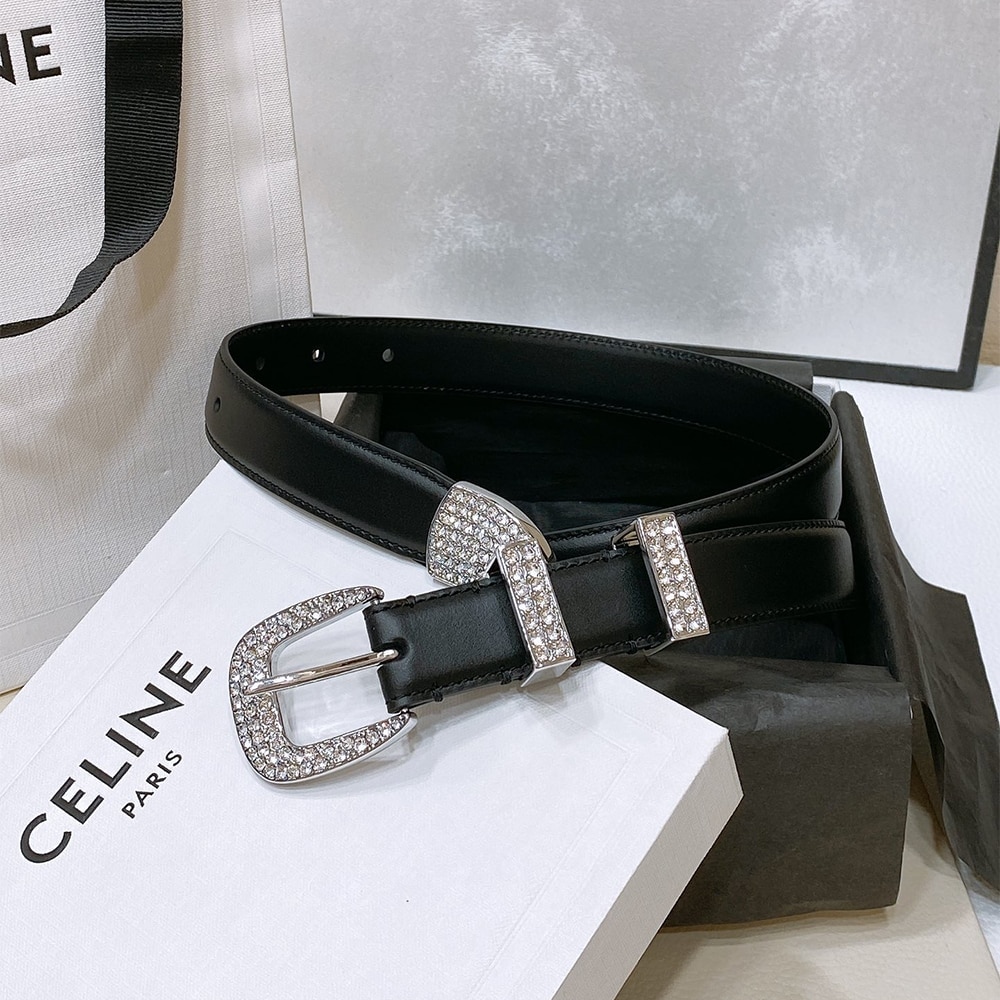 Ce1i*e Medium Marco Belt With Strass In Vintage Calfskin 25MM