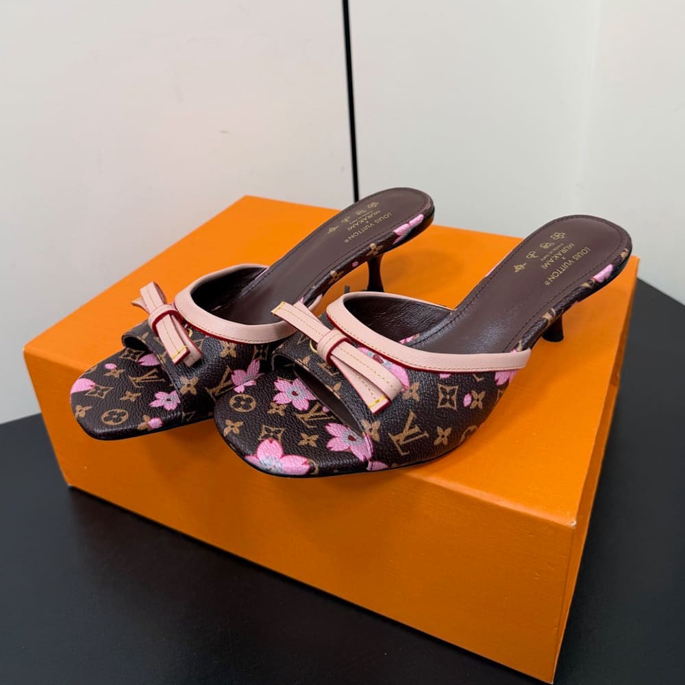 LV x TM Cherry Blossom Monogram Heeled Mules (EU SIZE 35-42)
