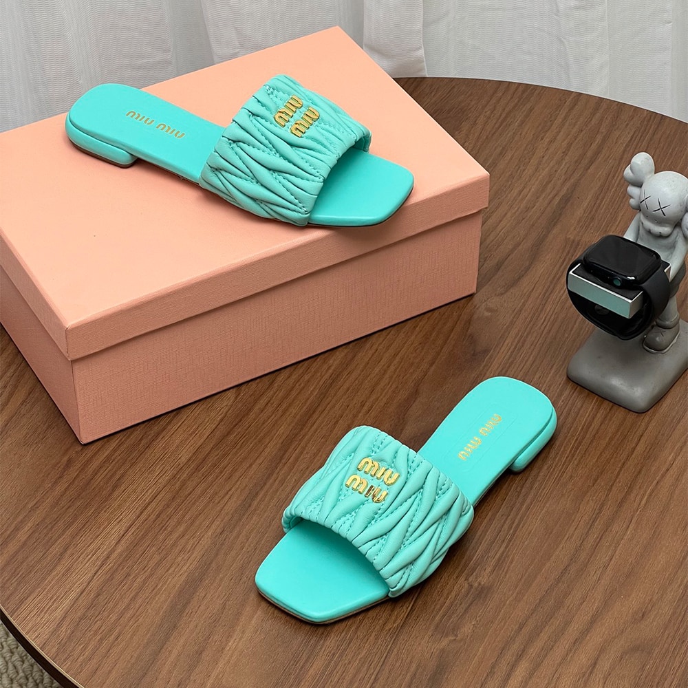 M1um1u Matelasse nappa leather slides (EU SIZE 35-42)