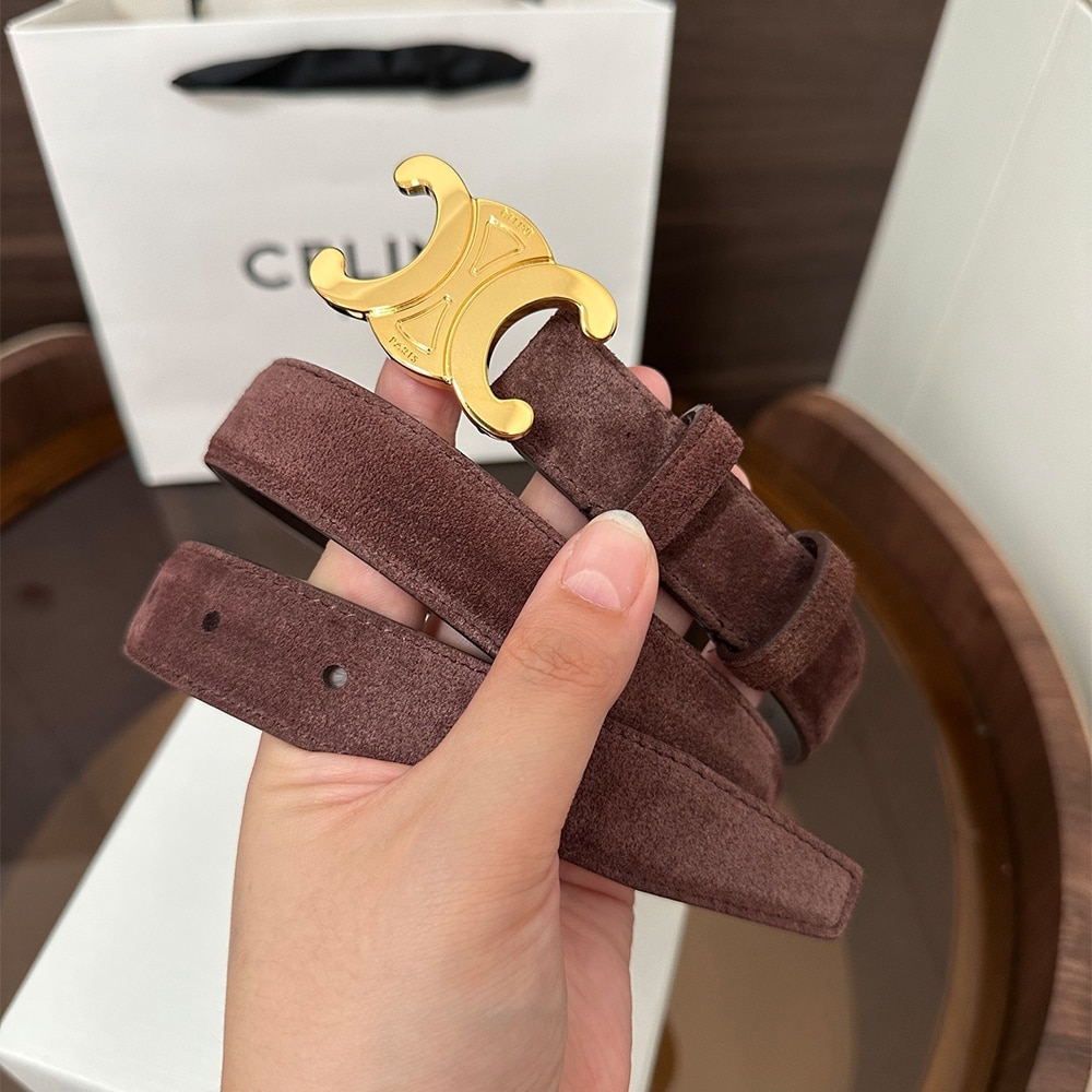 Ce1i*e Triomphe Grained Matte Calfskin Belt 25 MM