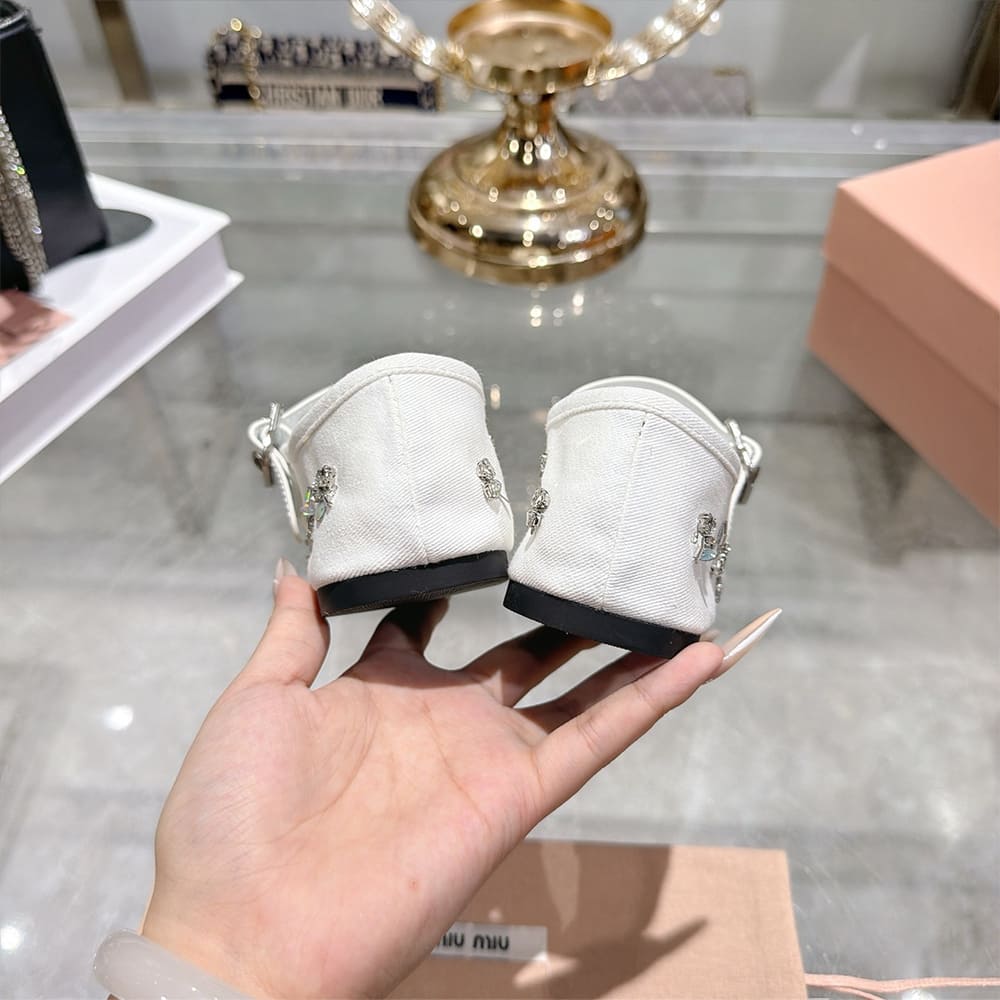 M1um1u Embroidered drill ballerinas (EU SIZE 35-41)