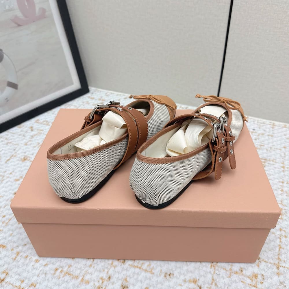 M1um1u Canvas and leather ballerinas (EU SIZE 35-40)