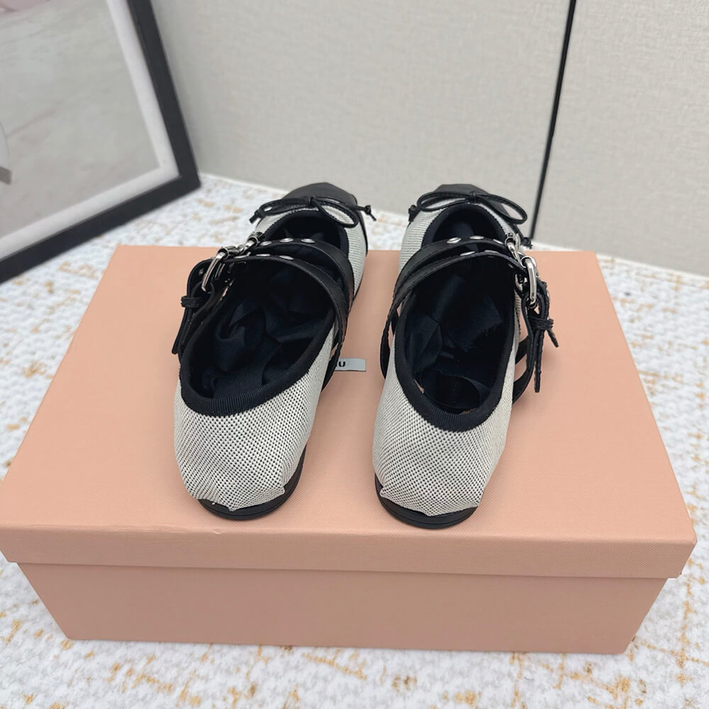 M1um1u Canvas and leather ballerinas (EU SIZE 35-40)