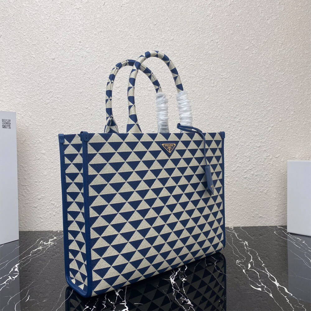 Large Pra*a Symbole jacquard fabric handbag