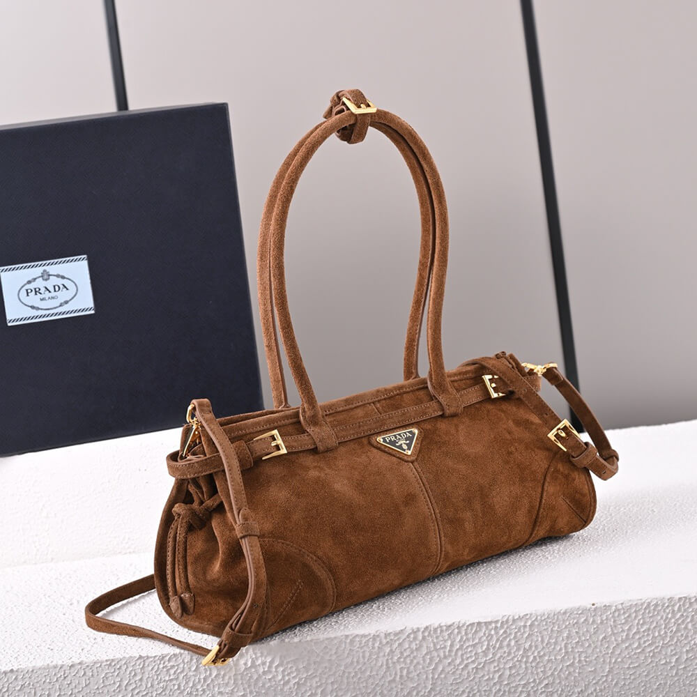 Pra*a Medium suede handbag(high-end grade)