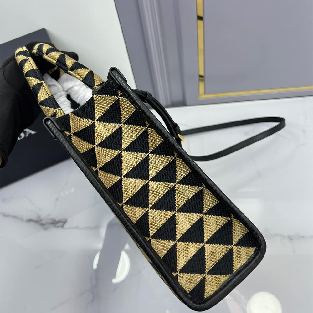 Small Pra*a Symbole jacquard fabric handbag