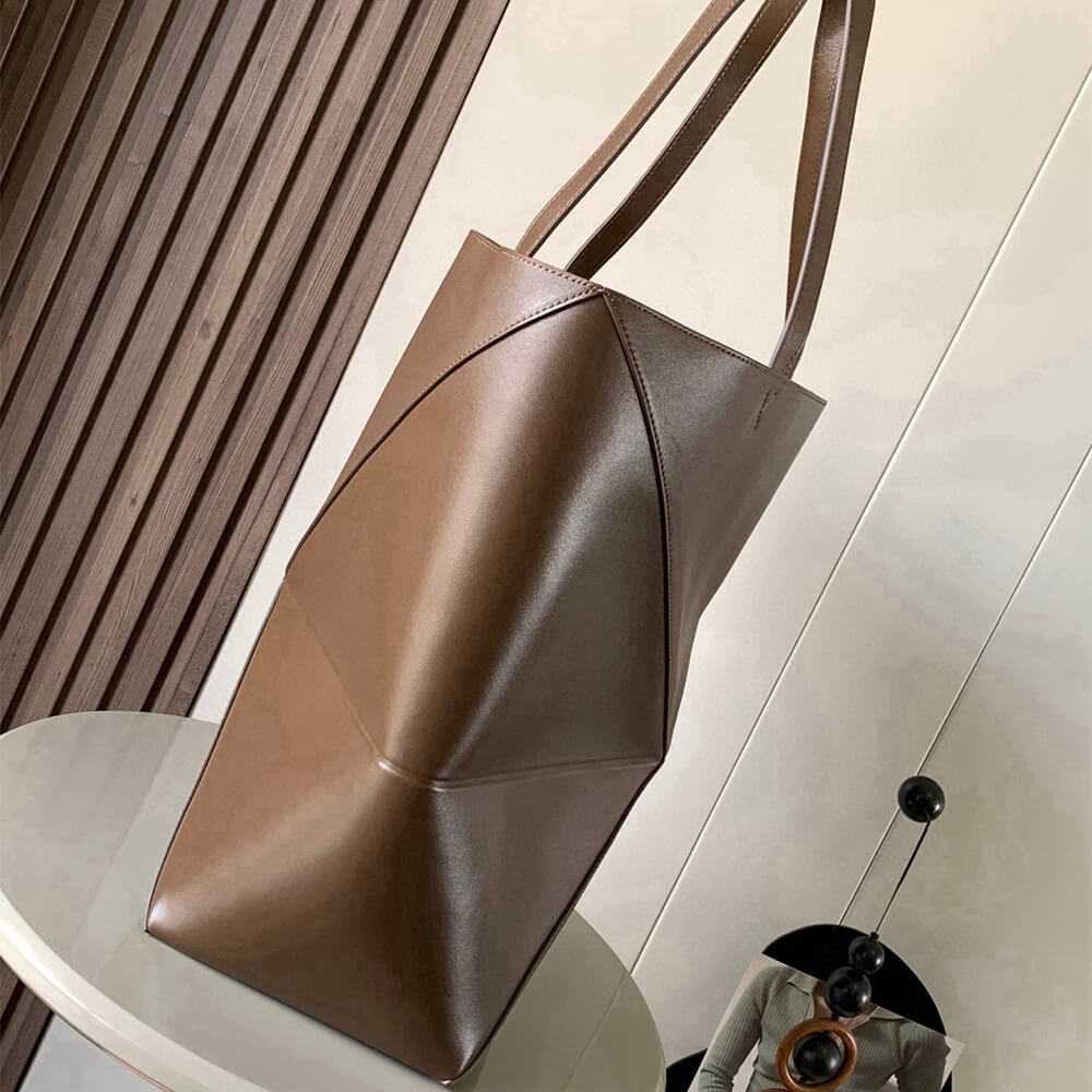 L0ew* XL Puzzle Fold tote in shiny calfskin(HIGH-END GRADE)