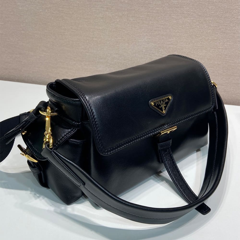 Pra*a Explore medium nappa leather shoulder bag with flap(HIGH-END GRADE)