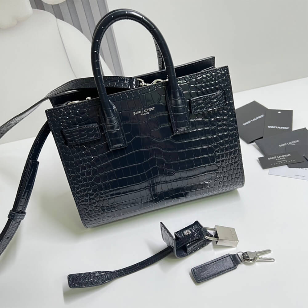 Y51 SAC DE JOUR NANO IN EMBOSSED CROCODILE SHINY LEATHER