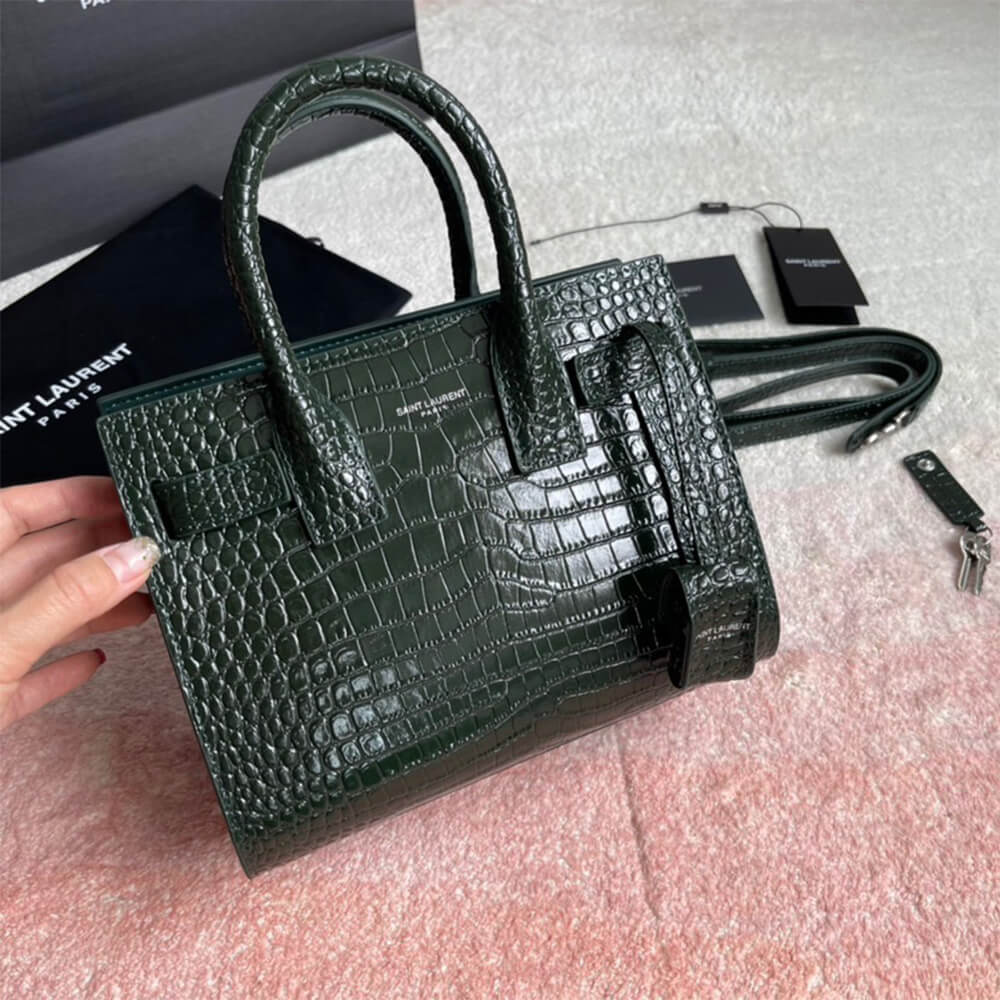 Y51 SAC DE JOUR NANO IN EMBOSSED CROCODILE SHINY LEATHER