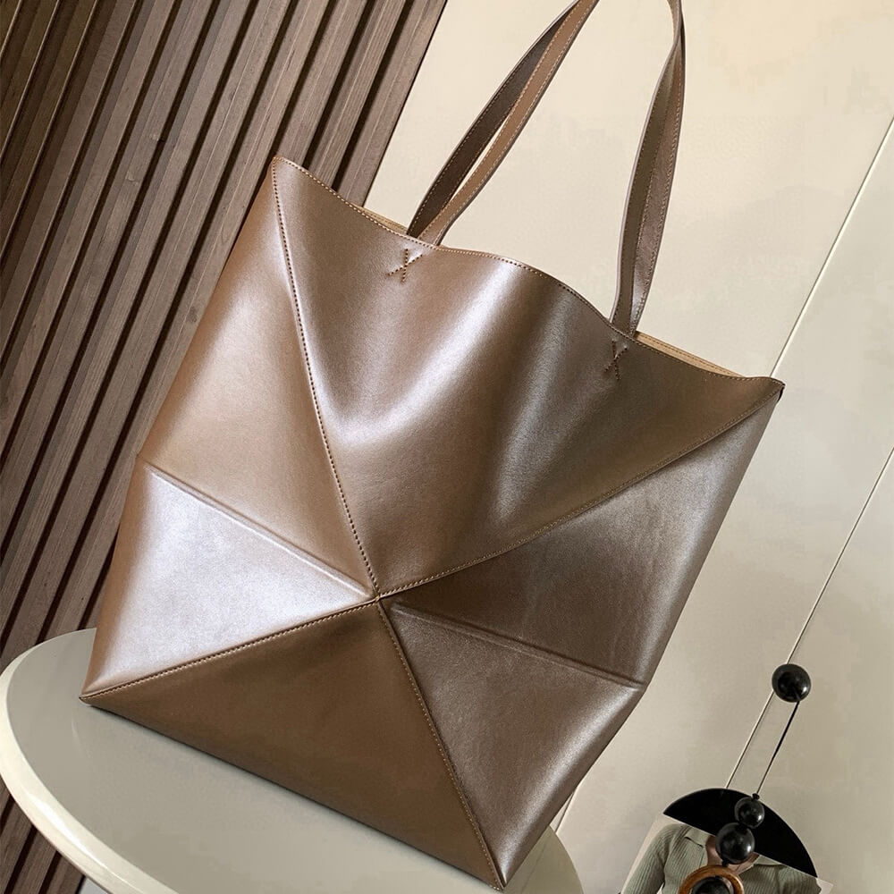 L0ew* XL Puzzle Fold tote in shiny calfskin(HIGH-END GRADE)