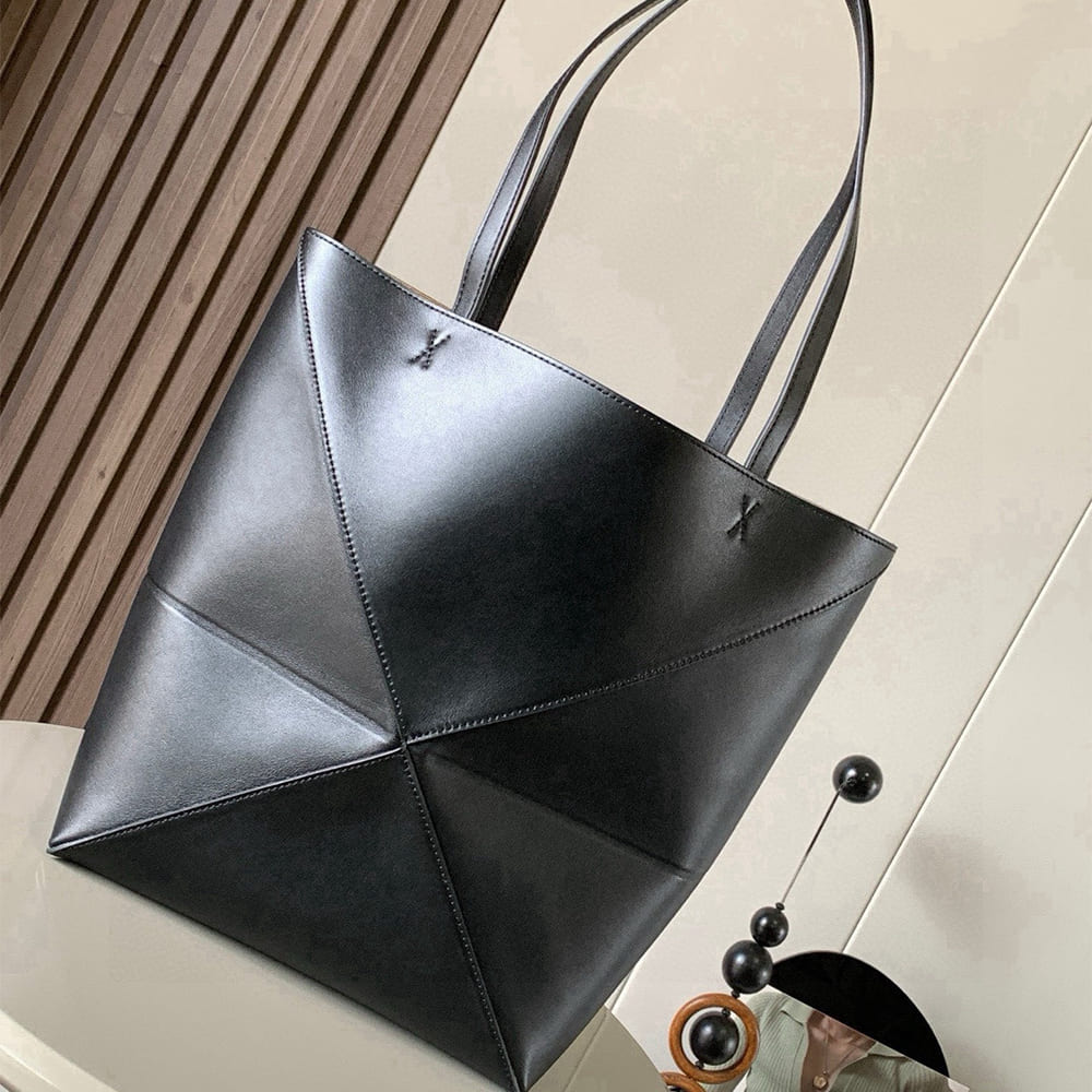 L0ew* Medium Puzzle Fold tote in shiny calfskin(HIGH-END GRADE)