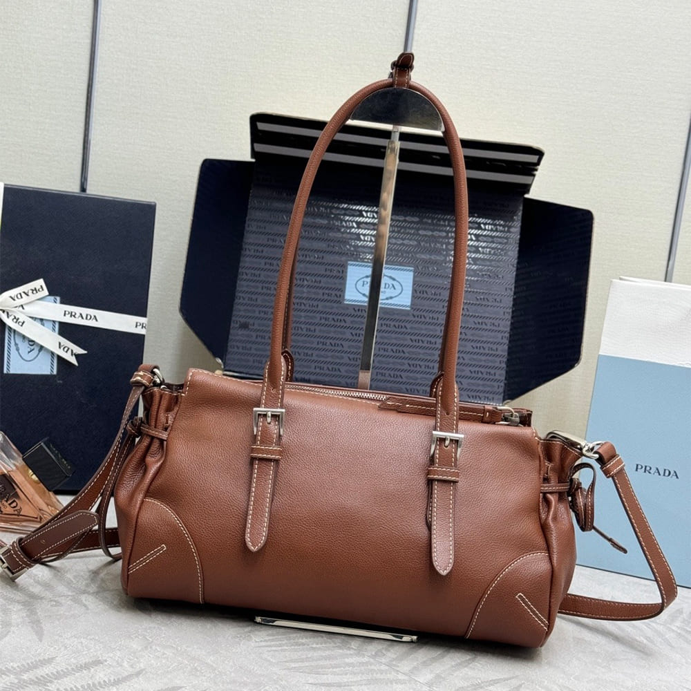 Pra*a Bonnie medium antiqued leather tote bag(HIGH-END GRADE)
