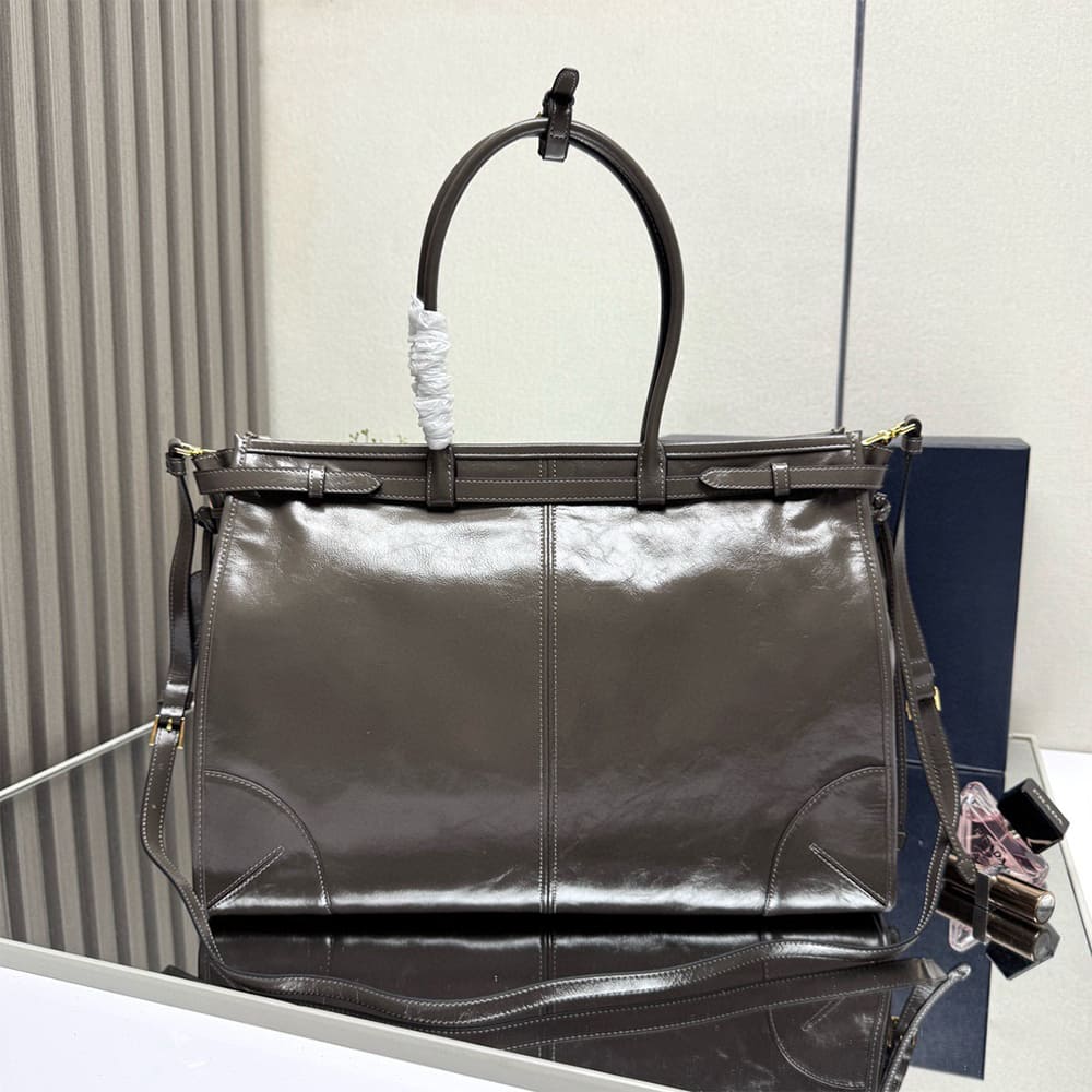 Pra*a Bonnie extra-large leather handbag(HIGH-END GRADE)