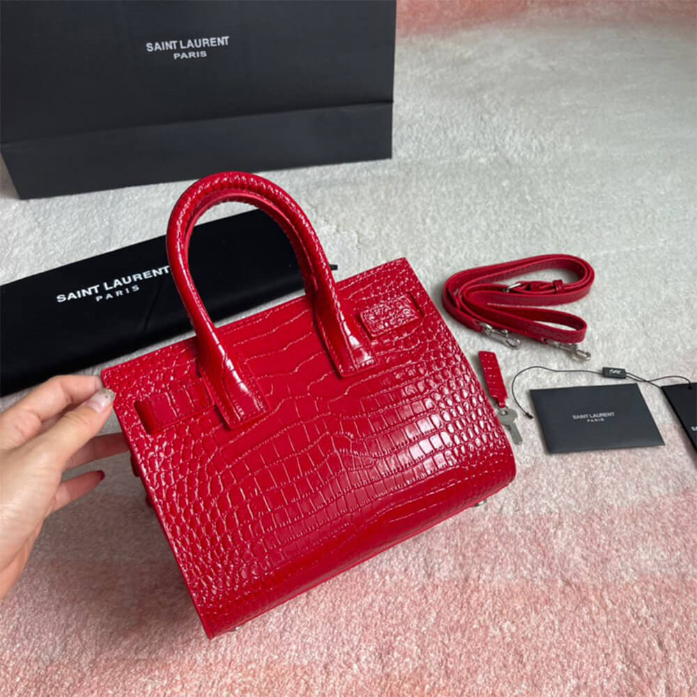 Y51 SAC DE JOUR NANO IN EMBOSSED CROCODILE SHINY LEATHER