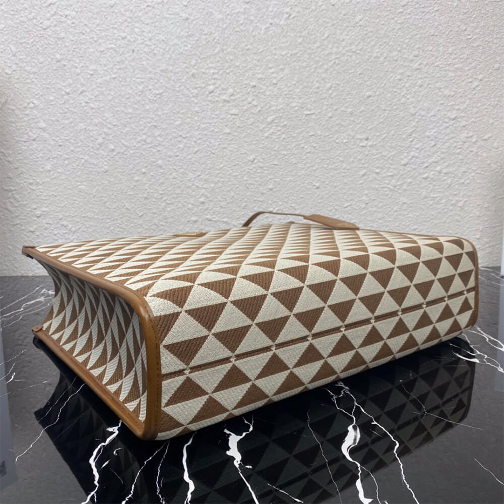 Large Pra*a Symbole jacquard fabric handbag