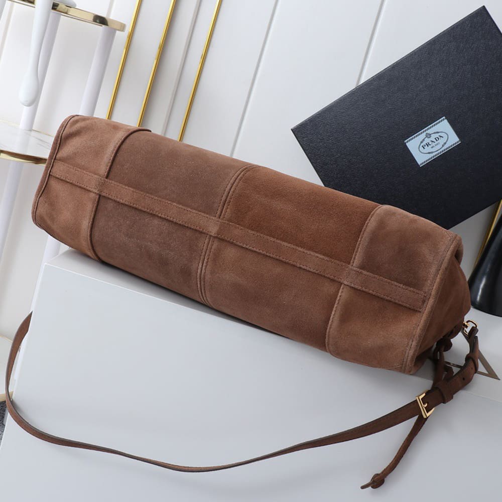 Pra*a Bonnie extra-large suede handbag(HIGH-END GRADE)
