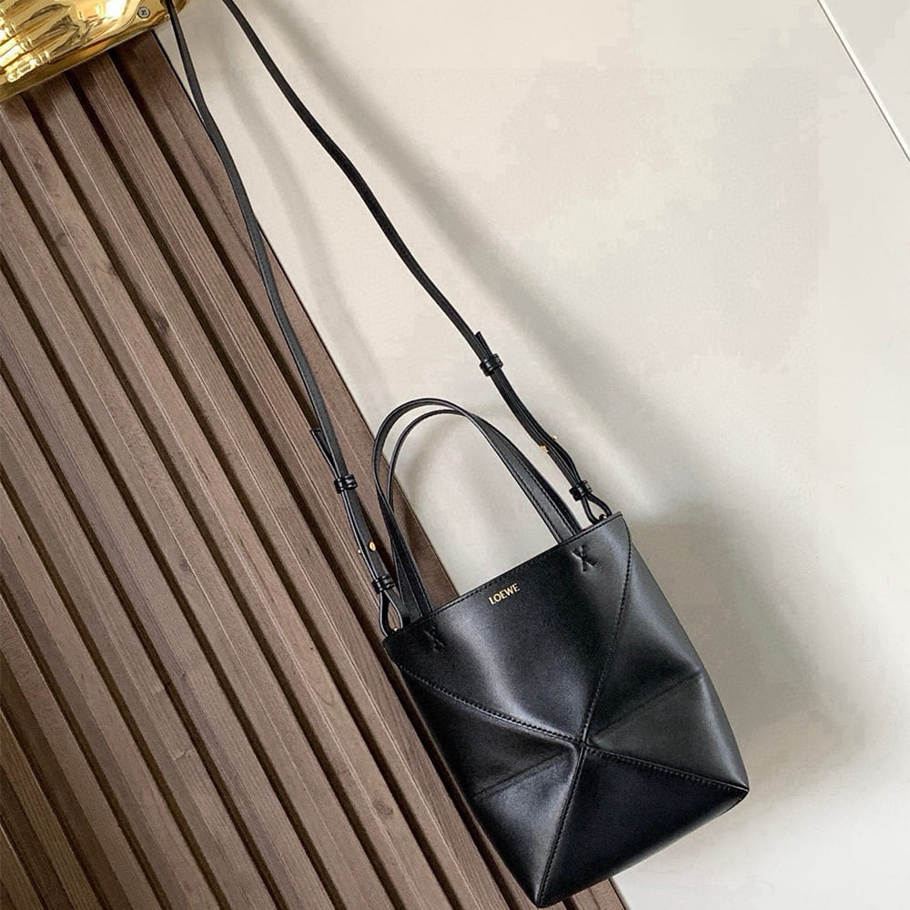 L0ew* Mini Puzzle Fold tote in shiny calfskin(HIGH-END GRADE)