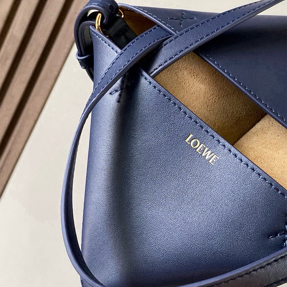 L0ew* Mini Puzzle Fold tote in shiny calfskin(HIGH-END GRADE)