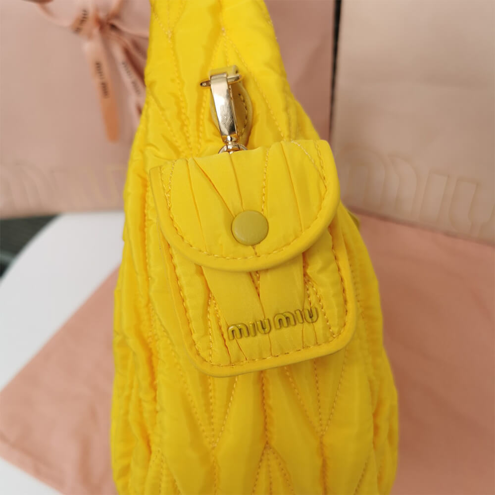 Miu Wander matelasse regenerated nylon hobo bag