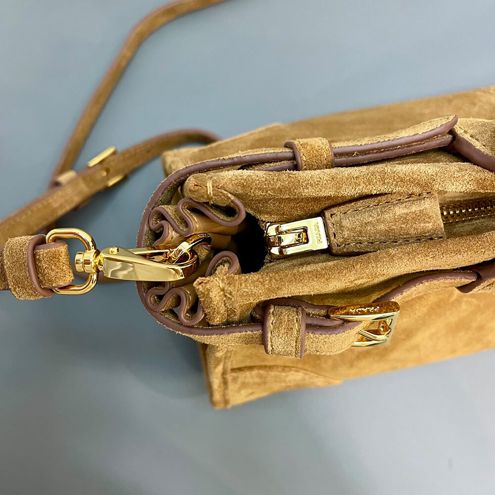 Pra*a Medium suede handbag(high-end grade)