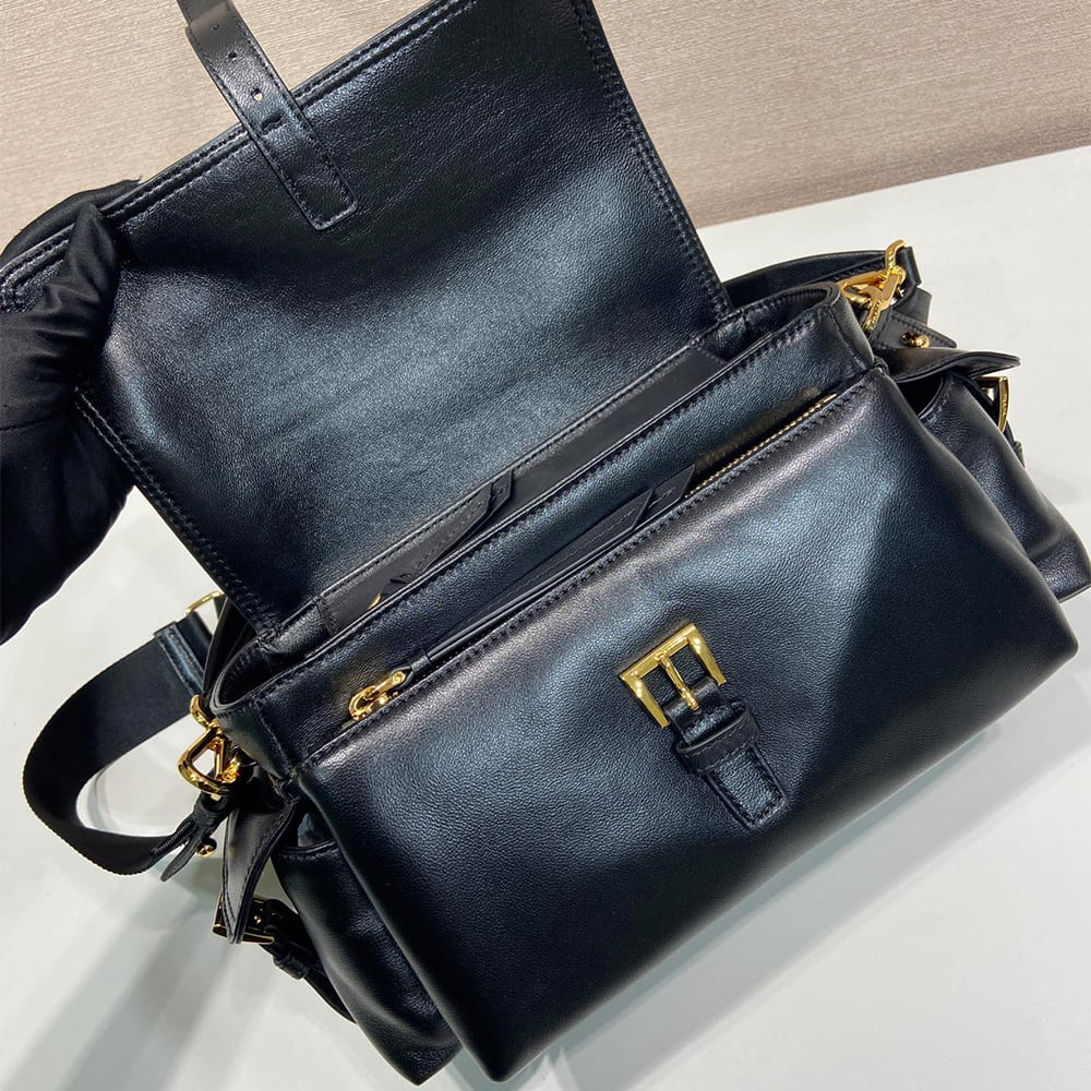Pra*a Explore medium nappa leather shoulder bag with flap(HIGH-END GRADE)