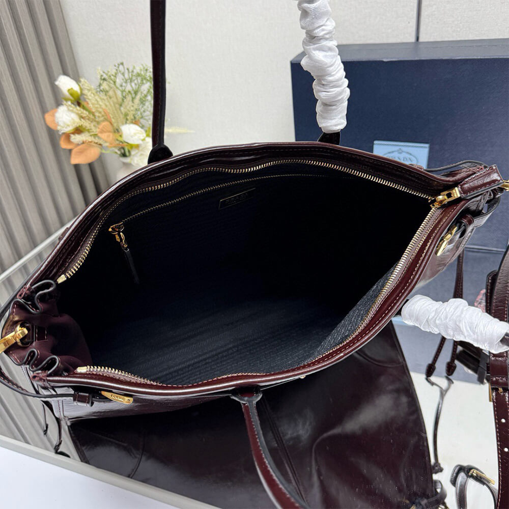 Pra*a Bonnie extra-large leather handbag(HIGH-END GRADE)