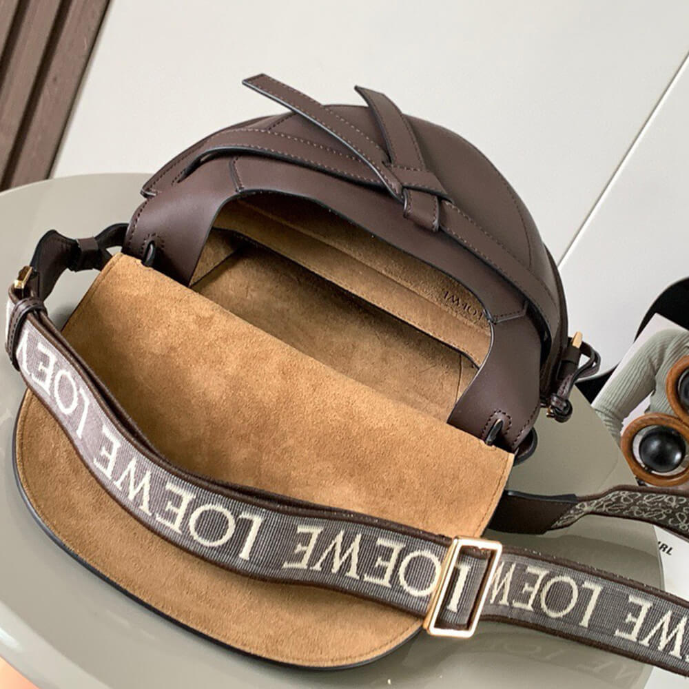 L0ew* Small Gate bag in soft calfskin and jacquard