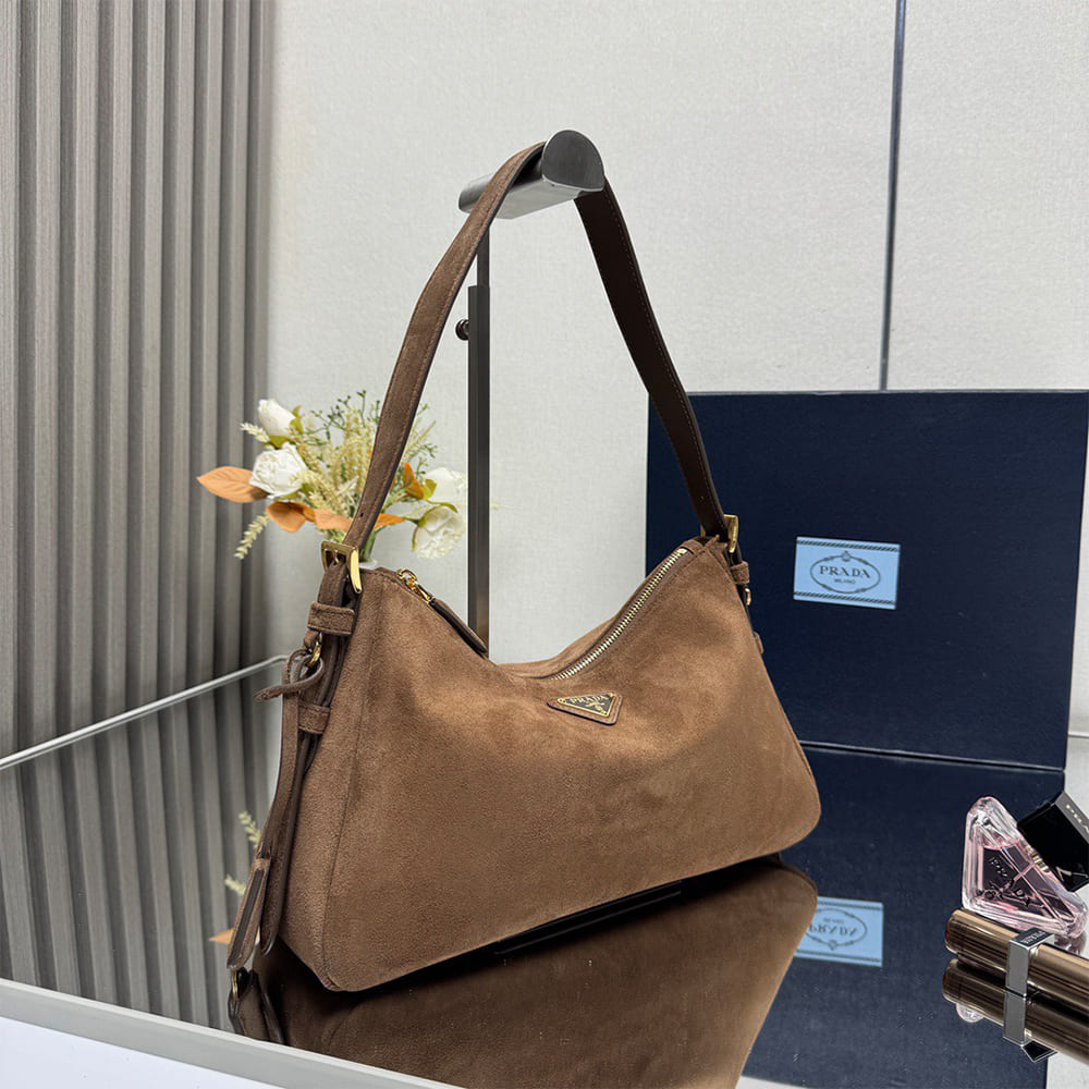 Pra*a Aimee medium suede shoulder bag