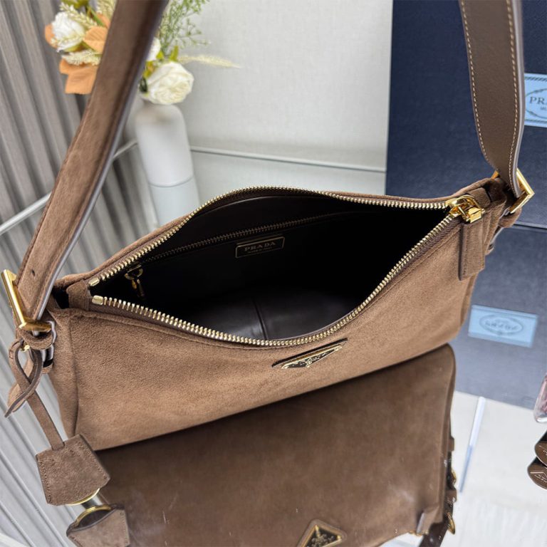 Pra*a Aimee medium suede shoulder bag
